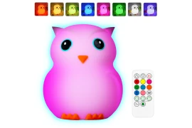Duża Sowa Big Owl Silikonowa Lampka Nocna Dla Dzieci Pilot USB-C LED RGB SP-LN01XL
