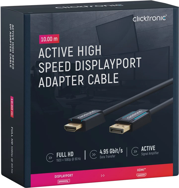 CLICKTRONIC Kabel Display Port DP - HDMI 10m