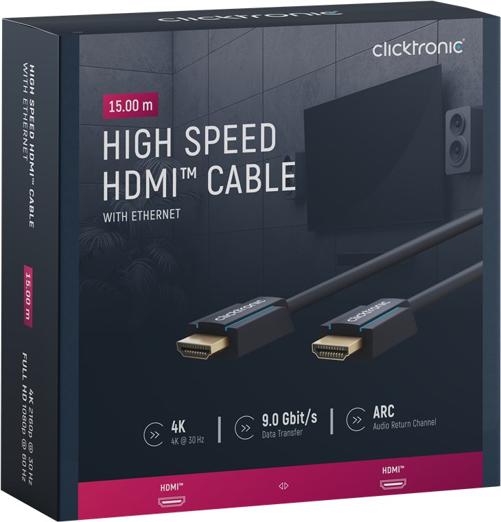 CLICKTRONIC kabel HDMI™ A High Speed Full HD/4K/3D TV 15m