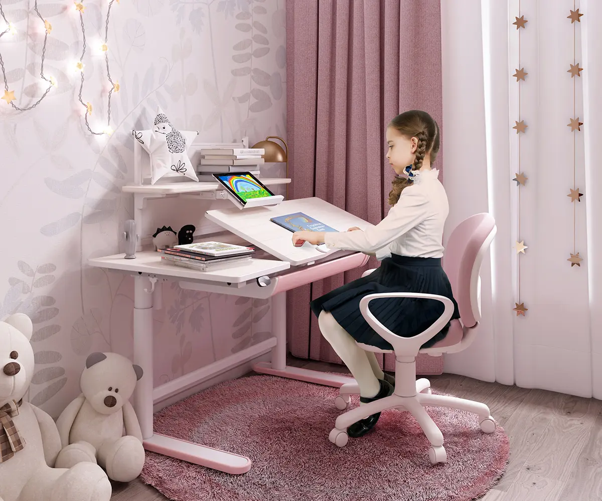 Biurko dla dziecka regulowane Spacetronik XD 112x60 różowy