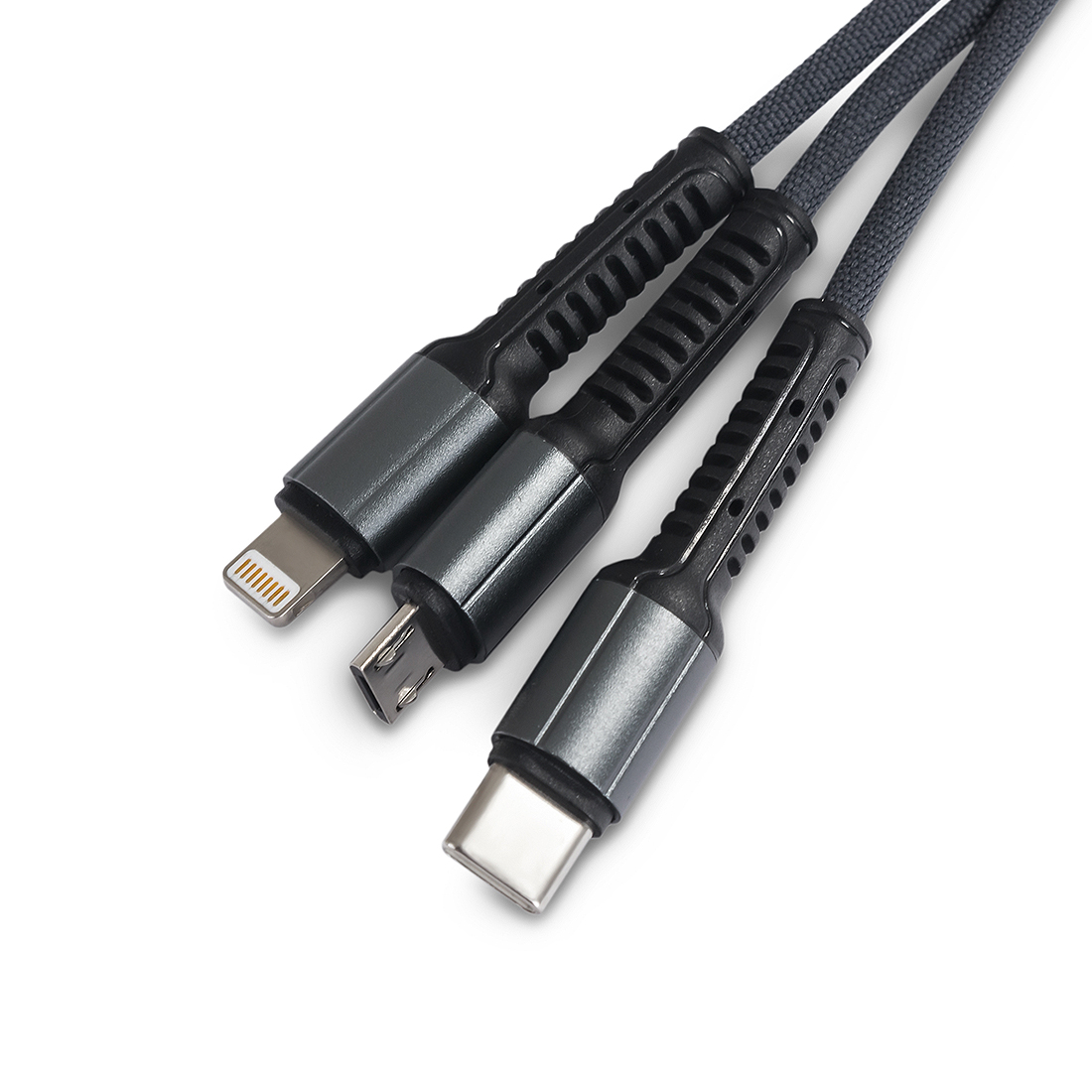 Kabel 3w1 do ładowania USB-A / USB-C + micro-USB + Lighting czarny LC93  1,2m 3,4A