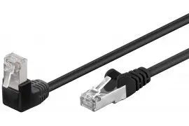 Kabel LAN Patchcord CAT 5e F/UTP CZARNY KĄTOWY 1x90st. 0,5m