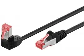 Kabel LAN Patchcord CAT 6 S/FTP CZARNY KĄTOWY 1x90st. 2m