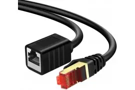 Kabel LAN przedłużacz CAT7  S/FTP CU czarny 1m