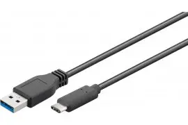 Kabel USB-C - USB-A 3.0 Czarny 1m Goobay