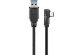 Kabel USB-C - USB-A 3.2 Gen1 Czarny KĄTOWY 1m Goobay