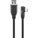 Kabel USB-C - USB-A 3.2 Gen1 Czarny KĄTOWY 3m Goobay