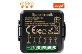 Mini switch światła włącznik Wi-Fi potrójny Smart Life Tuya Spacetronik SL-S3-02 Black
