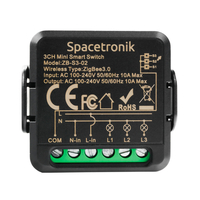 Mini switch światła włącznik ZigBee potrójny przekaźnik Smart Life Tuya Spacetronik sterownik ZB-S3-02 Black