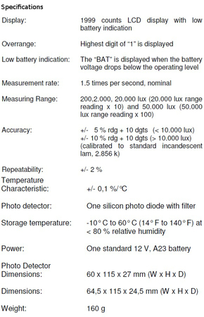 Miernik Światłomierz Luksometr Luksomierz PeakTech 5025 - zdjęcie 2