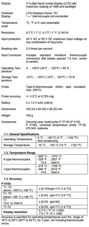 Cyfrowy Miernik Temperatury 1-kanałowy °C, °F, °K PeakTech 5135 - zdjęcie 2