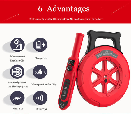 Miernik drożności rur z sondą 40m Noyafa NF-5140 - zdjęcie 2