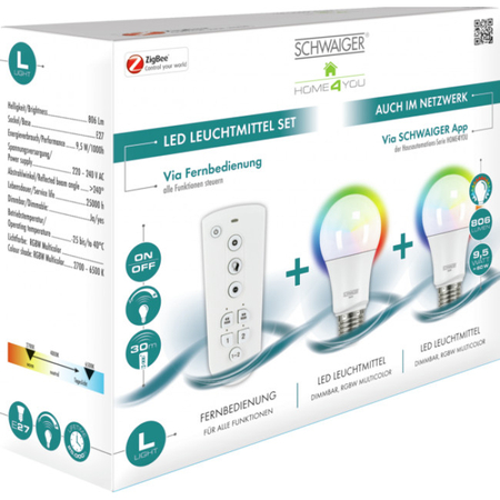Zestaw żarówek Schwaiger HALSET300 E27 9,5W RGB ZigBee