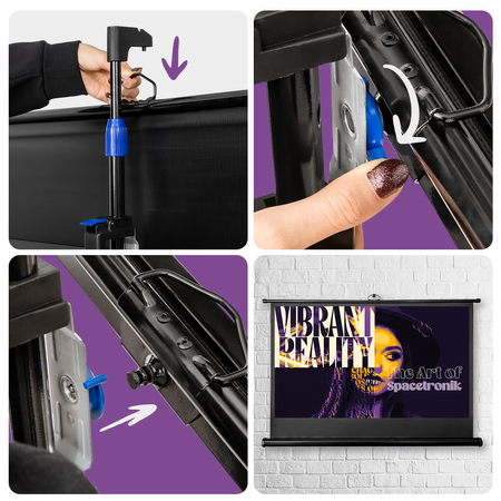 Ekran Projekcyjny Zwijany na Statywie Spacetronik 60" cali Idealny do Kina Domowego i Prezentacji Biznesowych - zdjęcie 2