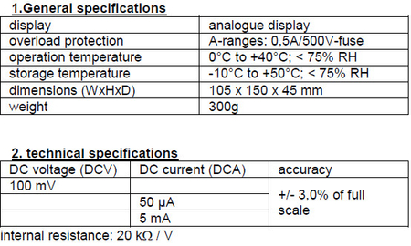 Multimetr analogowy galwanometr 100mV 5mA AC/DC PeakTech 3204 - zdjęcie 2