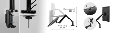 Uchwyt biurkowy do monitora Spacetronik SPA-G161 (czarny)