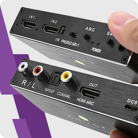 Przełącznik HDMI Extractor Rozgałęźnik 2x HDMI-HDMI + Audio ARC 4K EDID Spacetronik SPH-SAE07 - zdjęcie 2