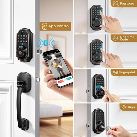 Inteligentny zamek do drzwi z klamką ARPHA D289H z WiFi, kamerą i czytnikiem linii TUYA - zdjęcie 2