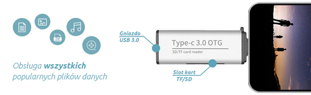 Czytnik kart pamięci USB-C na SD microSD SPU-CR03