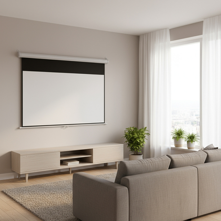 Ekran projekcyjny zwijany ręcznie 84" 16:9 biały - zdjęcie 2