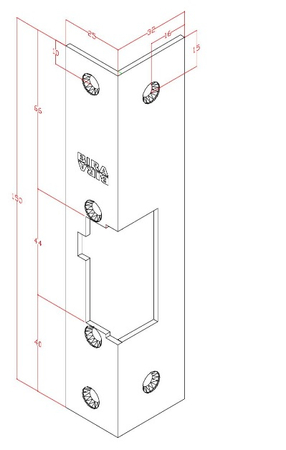 Okucie BIRA kątowe krótkie do drzwi lewych
