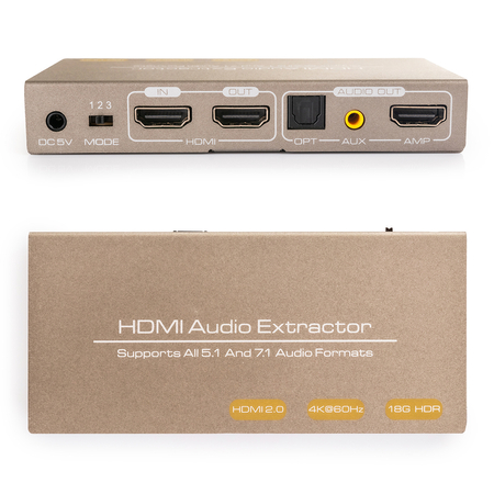 Rozgałęźnik HDMI na HDMI 2.0 + Audio 7.1 SPDIF, coaxial, AUX 4Kx2K@60Hz Spacetronik SPH-AE10 - zdjęcie 2