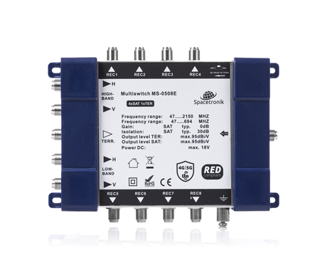 Multiswitch 5/8 końcowy Spacetronik E-Series MS-0508E z zasilaczem - zdjęcie 2