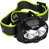 Latarka czołowa na baterie lub akumulator 500lm IP65 LED COB czujnik ruchu Vayox VA0078