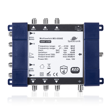 Multiswitch 5/6 końcowy Spacetronik E-Series MS-0506E z zasilaczem - zdjęcie 2