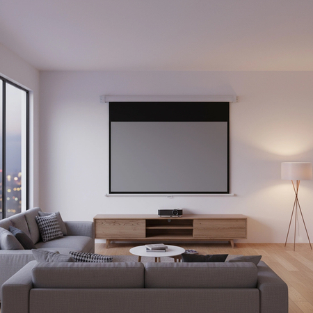 Ekran projekcyjny zwijany ręcznie 100" 16:9 szary - zdjęcie 2