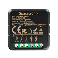 Dopuszkowy Mini ściemniacz światła dimmer przekaźnik ZigBee 3.0 Smart Life Tuya Spacetronik sterownik ZB-SD-02 Black