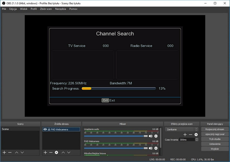 Zrzut ekranu oprogramowania OBS Video Capture
