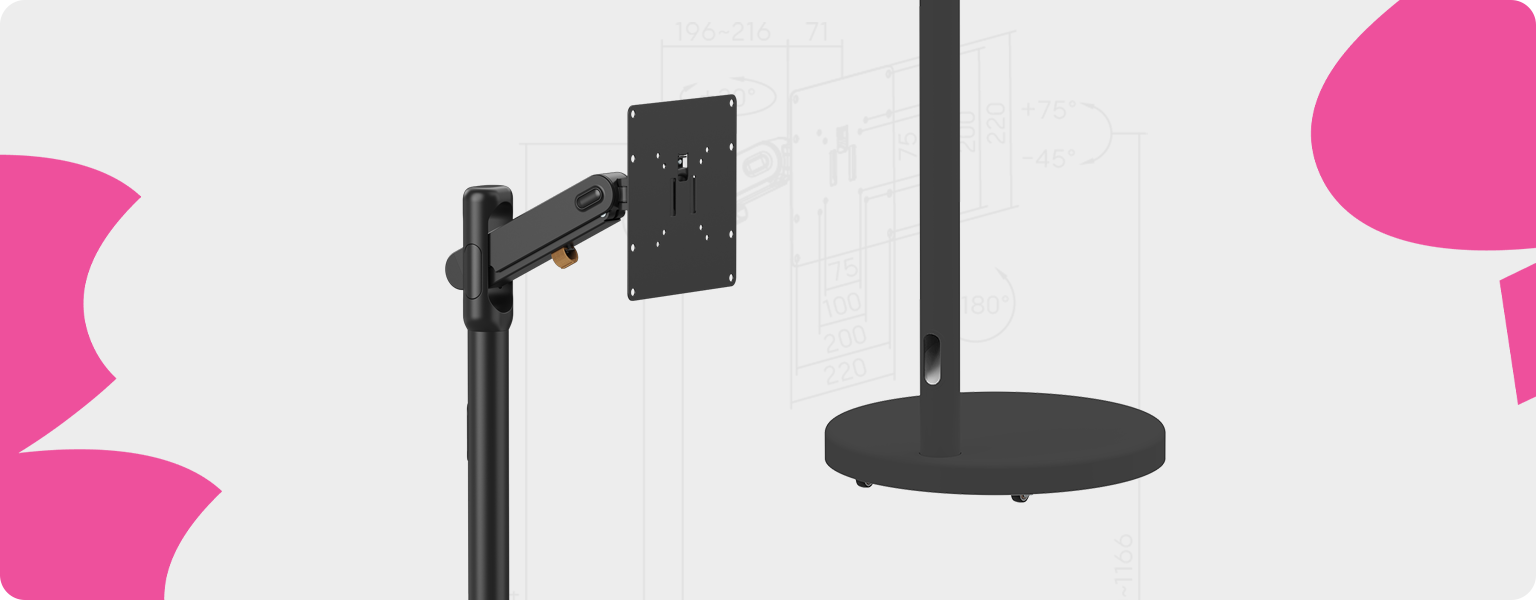 mobilny stojak na monitor, stojak tv 17kg, uchwyt tv z kółkami, regulowany stojak VESA 200x200, stojak do prezentacji, stojak do biura, stojak z zarządzaniem kablami, stojak tv z obrotem 360