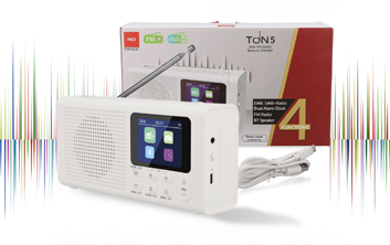 Radio DAB+/FM, Głośnik Bluetooth 5.3, Radio przenośne LCD, Radio Opticum Ton 5, Kompaktowe radio z Bluetooth, Radio cyfrowe z wyświetlaczem, Radio do kuchni i podróży, Radio na baterie i akumulator, Radio z funkcją ulubionych, Radio przenośne białe
