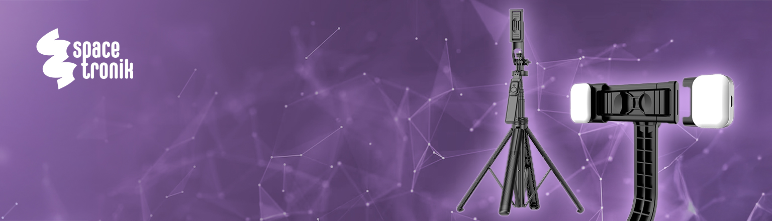 selfie stick z pilotem, statyw do telefonu, kij selfie Spacetronik, czteronożny statyw, regulowany kij selfie, lekki statyw do zdjęć, kij selfie z Bluetooth, statyw z regulowaną wysokością