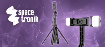 selfie stick z pilotem, statyw do telefonu, kij selfie Spacetronik, czteronożny statyw, regulowany kij selfie, lekki statyw do zdjęć, kij selfie z Bluetooth, statyw z regulowaną wysokością