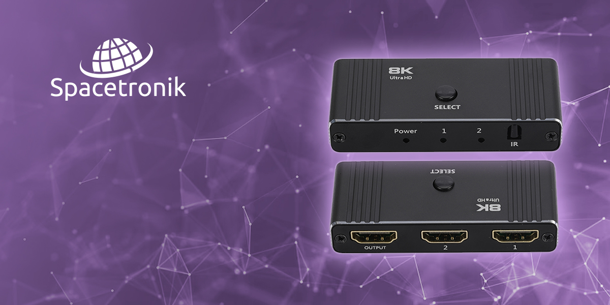 switch HDMI 8K, HDMI 2.1 switch, dwukierunkowy switch HDMI, Spacetronik HDMI-SPH-BID8K01, obsługa HDMI 8K, przełącznik HDMI, kompatybilny ze starszymi HDMI, mały switch HDMI, 4K 120Hz switch, HDMI switch bez zasilania.