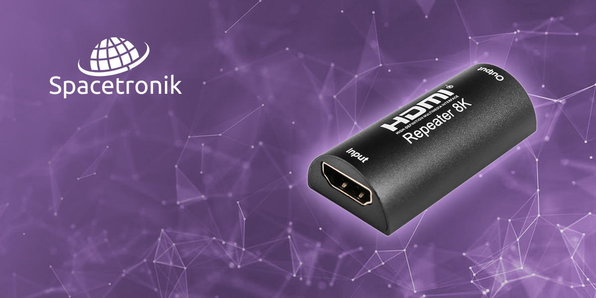 wzmacniacz HDMI 8K 60Hz, repeater HDMI Spacetronik, wzmacniacz sygnału HDMI 8K, HDMI repeater 8K 60Hz, HDMI-CEC wzmacniacz sygnału, wzmacniacz HDMI długi zasięg, HDMI repeater 25 metrów, Spacetronik HDRE03 HDMI, wzmacniacz sygnału HDMI 8K HDCP 2.2, transmisja HDMI 8K Spacetronik