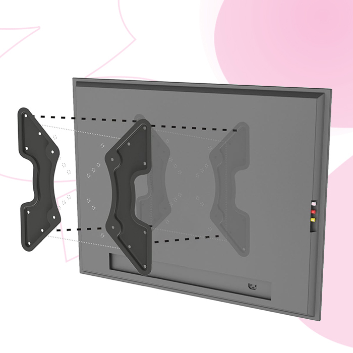 adapter VESA, przedłużenie uchwytu TV, uchwyt TV 400x400, adapter 400x200, montaż TV do VESA, uniwersalny adapter do TV, VESA adapter czarny, VESA 400x400 adapter