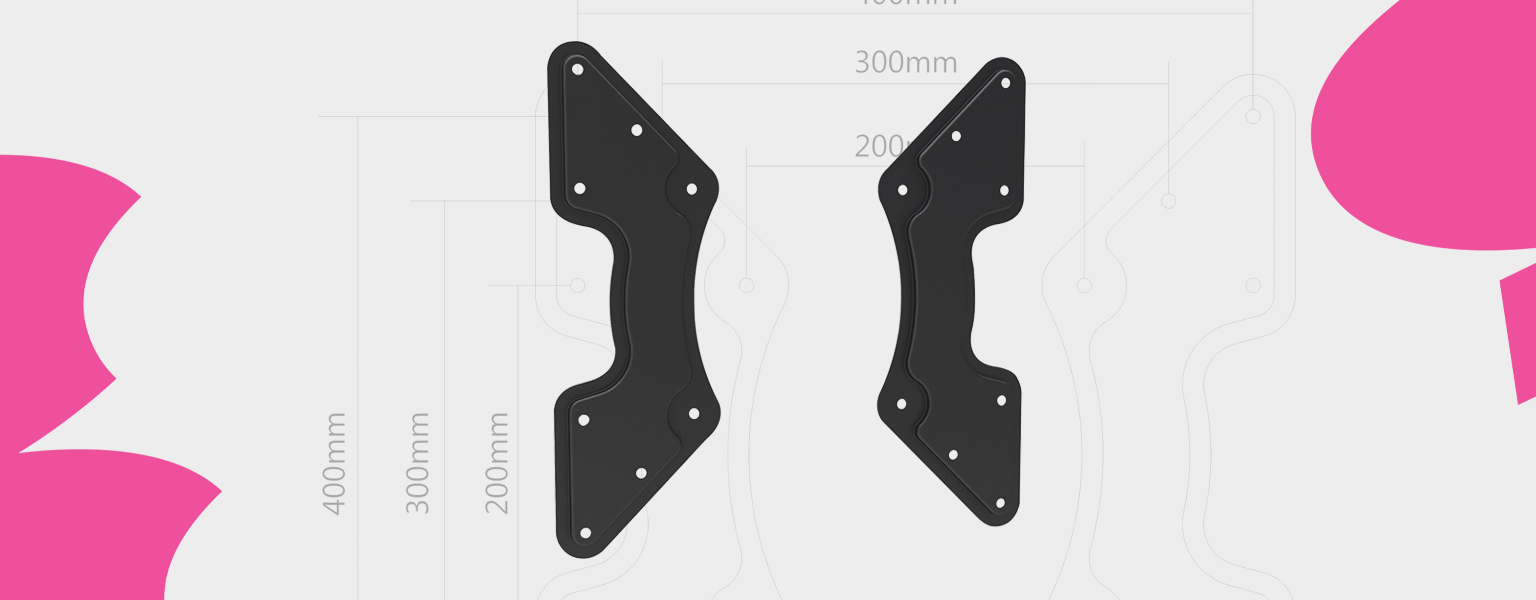 adapter VESA, przedłużenie uchwytu TV, uchwyt TV 400x400, adapter 400x200, montaż TV do VESA, uniwersalny adapter do TV, VESA adapter czarny, VESA 400x400 adapter