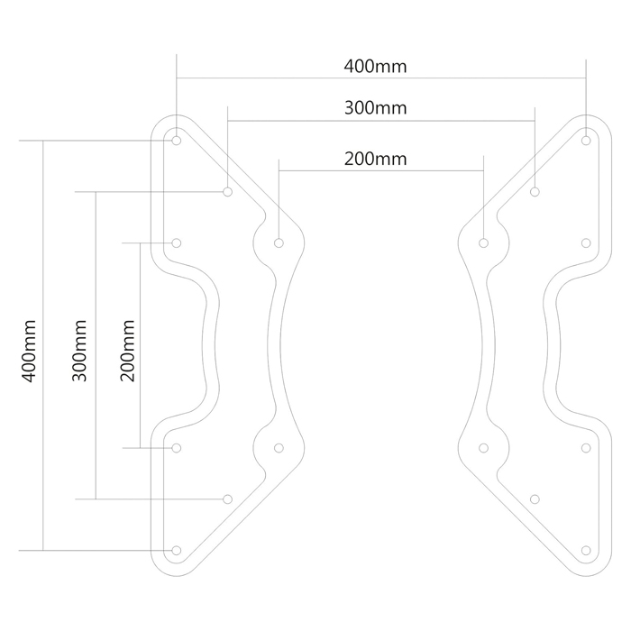 adapter VESA, przedłużenie uchwytu TV, uchwyt TV 400x400, adapter 400x200, montaż TV do VESA, uniwersalny adapter do TV, VESA adapter czarny, VESA 400x400 adapter