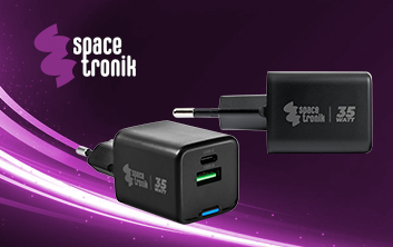 ładowarka 35W USB-C, szybka ładowarka USB-A, Power Delivery 3.0, ładowarka do laptopa, uniwersalna ładowarka Spacetronik, Quick Charge 3.6A, ładowarka z zabezpieczeniami, kompaktowa ładowarka podróżna