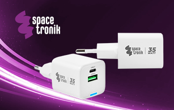 ładowarka 35W USB-C, szybka ładowarka USB-A, Power Delivery 3.0, ładowarka do laptopa, uniwersalna ładowarka Spacetronik, Quick Charge 3.6A, ładowarka z zabezpieczeniami, kompaktowa ładowarka podróżna