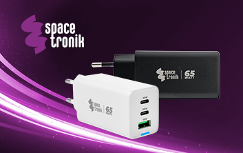 ładowarka 65W USB-C, szybka ładowarka USB-A, Power Delivery 3.0, ładowarka do laptopa, uniwersalna ładowarka Spacetronik, Quick Charge 5A, ładowarka z zabezpieczeniami, kompaktowa ładowarka podróżna