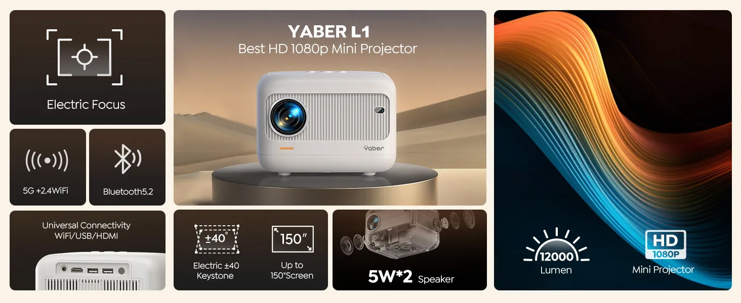Projektor Yaber, Mini Projektor, Projekcja Domowa
